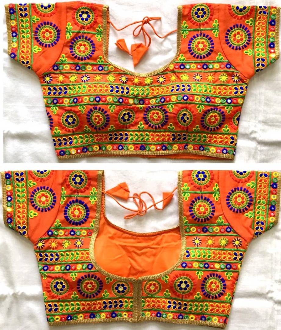 Latest Beautiful Silk Thread work and Foil Mirror work Stitched Blouse